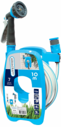 Naviják AQUACRAFT® 990490, na hadici, SET, se zahradní hadicí 3/8", L-10 m, zavlažovací pistole 7 vz