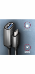 AXAGON RUCM-AFAC, kabelová redukce USB-C (M) <-> USB-A (F), 20cm, USB 3.2 Gen 1, 3A, ALU
