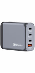 Verbatim GaN-Ladegerät 100W, 1x USB-A , 3x USB-C (grau, PD 3.0, QC 3.0)