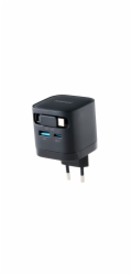 INTENSO W65ACIC GaN, USB-A/C, Nabíjačka, 65W, čier