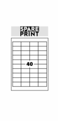 SPARE PRINT PREMIUM Samolepicí etikety bílé, 100 archů A4 v krabici (1arch/40x etiketa 48,5x25,4mm)