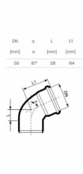 Magnaplast Elbow 87° UdBB nízkohlučný vnitřní kanalizační systém 50mm (146330)