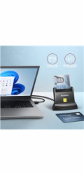 AXAGON CRE-SM4N, USB-A StandReader čtečka kontaktních karet Smart card (eObčanka), kabel 1.3m