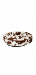 Pets Collection Pelíšek pro psa, tmavě hnědý vzor s kravskými nášivkami, 65*65*18 cm, se zipem