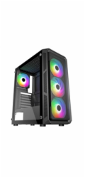 BAZAR - VeinX case HERMES MESH Mid Tower, ATX, 1xUSB 3.0, 2xUSB 2.0, 4x ARGB Fan, ARGB Controller, černá, poškozený obal