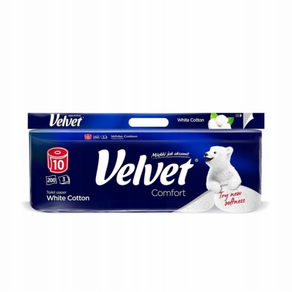 VELVET TOALETNÍ PAPÍR BÍLÝ BAVLNĚNÝ COMFOR