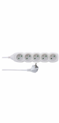 Prodlužovací kabel 1,5m / 5 zásuvek / bílý / PVC / 1mm2