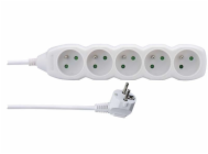 Prodlužovací kabel 1,5m / 5 zásuvek / bílý / PVC / 1mm2
