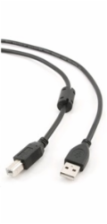 GEMBIRD Kabel USB 2.0 A-B propojovací 1,8m Premium (černý, ferit, zlacené kontakty)