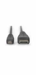 Digitus HDMI High Speed Kabel mit Ethernet, Typ D > Typ A (schwarz, 1 Meter, Micro-HDMI)