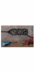 Prodlužovací kabel 1,5m / 3 zásuvky / černý / PVC / 1mm2