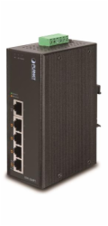 Planet ISW-504PT, 5x 10/100, 4x POE IEEE 802.3af, 60W, DIN, IP30, -40~75 st.C