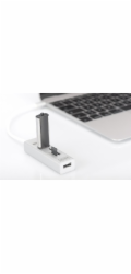 DIGITUS USB 2.0 Type-C s ctečka karet 3x USB 2.0. 1x SD, 1x MicroSD Port, Hliník