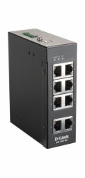D-Link DIS 100E-8W - Přepínač - neřízený - 8 x 10/100 - lze montovat na konzolu DIN, pro připevnění na zeď - DC napájení