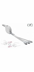DeLOCK USB roll-up nabíjecí kabel, USB-A > Micro-USB + USB-C + Lightning