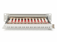 Digitus DN-91612S-EA-G DIGITUS CAT 6A Patch Panel, stíněný, 12-portové pole se štítkem, 1U, 10 "montáž do stojanu, šedá RAL 7035