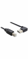 DeLOCK Kabel EASY-USB 2.0, USB-A zástrčka 90° > USB-B zástrčka (černá, 0,5 metru, pravoúhlý/levý)