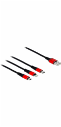 DeLOCK USB nabíjecí kabel, USB-A zástrčka > USB-C + Micro USB + Lightning zástrčka