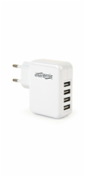 GEMBIRD, Nabíječka USB, 4x USB, 3100mA, 15W. bílá