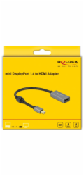 DeLOCK Active adaptér mini DisplayPort 1.4 > HDMI 4K 60 Hz (HDR) (šedo/černý, 20 cm)