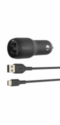 Duální USB-A 1m 24W nabíječka do auta černá