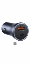 NABÍJEČKA DO AUTO USB + USB-C 40W ŠEDÁ