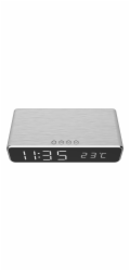 GEMBIRD DAC-WPC-01-S Gembird digitální budík s funkcí bezdrátové nabíječky pro smartphone, stříbrný