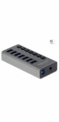 Delock Externer SuperSpeed USB Hub mit 7 Ports + Schalter, USB-Hub 63669