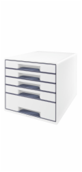 LEITZ Zásuvkový box  WOW CUBE, 5 zásuvek, bílá/šedá