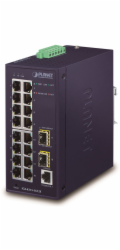 Planet IGS-4215-16T2S průmyslový L2 switch, 16x1Gb, 2x1Gb SFP, dual 12-48VDC , -40~75°C, 1x RJ45 serial port, IP30