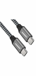 PREMIUMCORD Kabel USB-C M/M, 100W 20V/5A 480Mbps bavlněný oplet, 1m