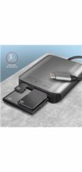 AXAGON CRE-S3C, USB-C 3.2 Gen 1 - SUPERSPEED čtečka karet, 3-slot & lun SD/microSD/CF, podpora UHS-II