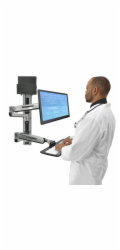 ERGOTRON LX Sit Stand Wall Mount System, Small Black CPU Holder, Polished, pracovní stanice na zeď