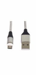 PremiumCord Magnetický micro USB a USB-C nabíjecí a datový kabel, 1m, stříbrná