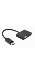 Gembird adaptér DisplayPort (M) na HDMI (F) + VGA (F), kábel 0.1m, čierny