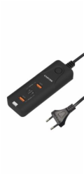 CANYON nabíječka H-10 do sítě 2xUSB-C (PD 20W) + 2x USB-A (QC 3.0 18W), ochrana, 100V-240V, výstup až 40W, 1m, černá