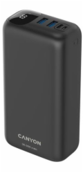 Canyon CNE-CPB301B CANYON powerbanka PB-301, 30000mAh Li-poly QC 3.0&PD 20W, display, In USB-C + micro USB, Out 1x USB-C + 2x USB-A, černá