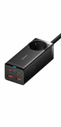 Baseus Rychlonabíječka do sítě GaN3 Pro, 2x USB-C, 2x USB + AC 100W s kabelem USB-C/USB-C černá