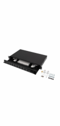 Lanberg Optický patch panel 12XSC duplex/12XLC QUAD rack 19 1U černý + příslušenství