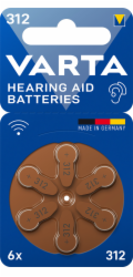 Varta Hörgerätebatterie Hearing Aid Zinc Air 312, PR41 (6 Stück, Größe 312)