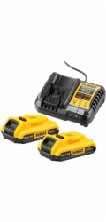 Sada startovacích baterií DEWALT DCB1104D2, 18V, nabíječka