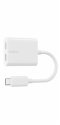 Duální USB-C Audio + Charge adaptér Rockstar bílý