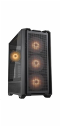 COUGAR PC skříň MX600 Black Mid Tower Mesh Front Panel 3 x 140mm + 1 x 120mm Fans Transparent Left Panel