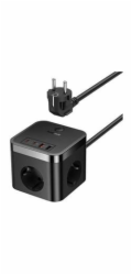 Nabíjecí stanice Baseus PowerCombo Cube 30W 3xzásuvka, 2xUSB, 2xUSB-C černá