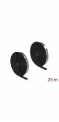 Delock Vysoce spolehlivý pásek na suchý zip, samopřilnavý, D 25 m x Š 25 mm, černý