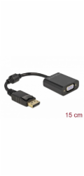 Delock - Video adaptér - DisplayPort (M) s jazýčkem do HD-15 (VGA) (F) šroubovací - DisplayPort 1.2 - 15 cm - pasivní, 1080p podpora 60 Hz - černá