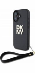 DKNY DKNY DKHCP16SPBSWSK iPhone 16 6.1 černé/černé pevné pouzdro Řemínek na zápěstí Stock Logo