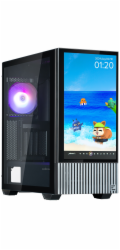 Zalman skříň Z10 DS / Middle Tower / 3x120mm fan / 2x USB 3.0 / USB-C / odnímatelný 15.6 displej / tvrzené sklo / černá