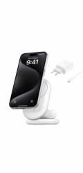 Belkin BOOST CHARGE™ Qi2 15W 2v1 Magnetický nabíjecí stojan, skládací, bílá