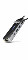 AXAGON HMC-6GLN, USB 5Gbps hub, 2x USB-A, USB-C, HDMI 4k/60Hz, RJ-45 GLAN, PD 100W, kabel USB-C 20cm